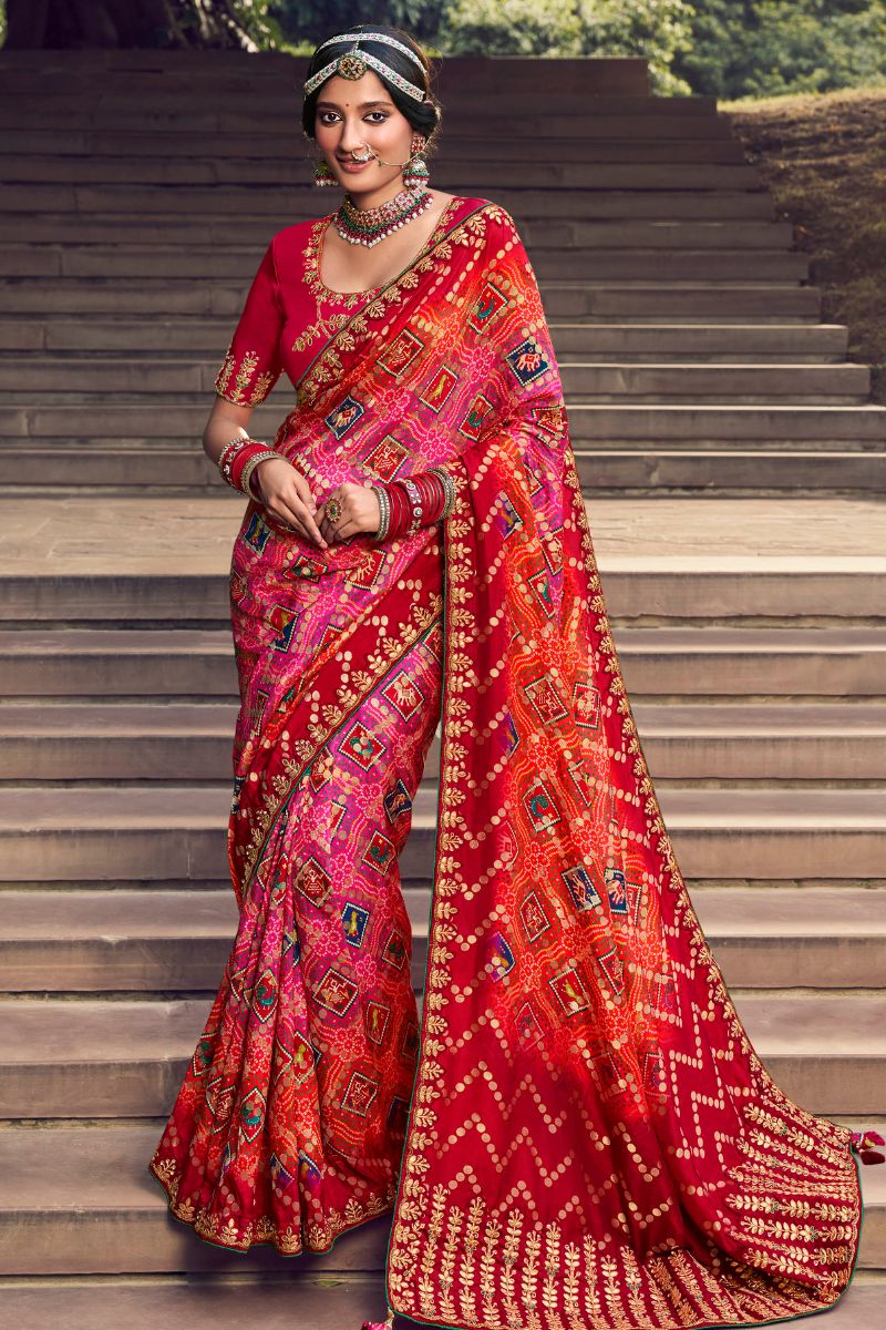 Red Color Pure Silk Heavy Work Saree